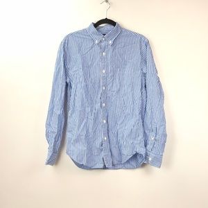 J. Crew Blue White Striped Button-down Shirt